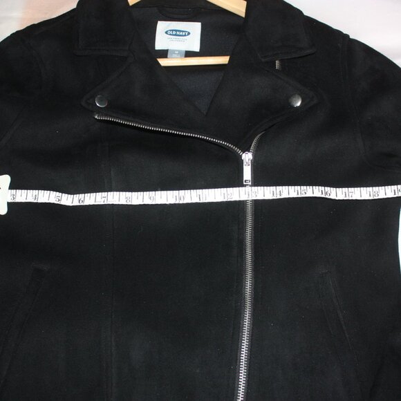 Old Navy Black Faux Suede Moto Jacket Womens M - Picture 5 of 8